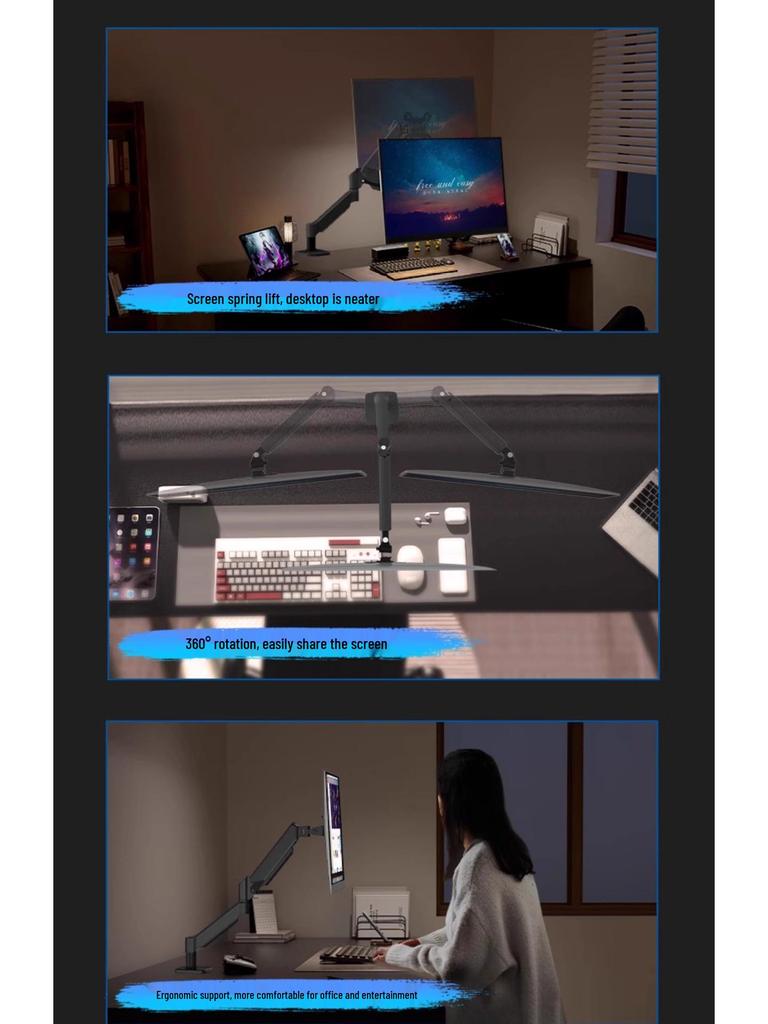 Adjustable Single & Double Screen Monitor Stand with Rotatable Lift Arm