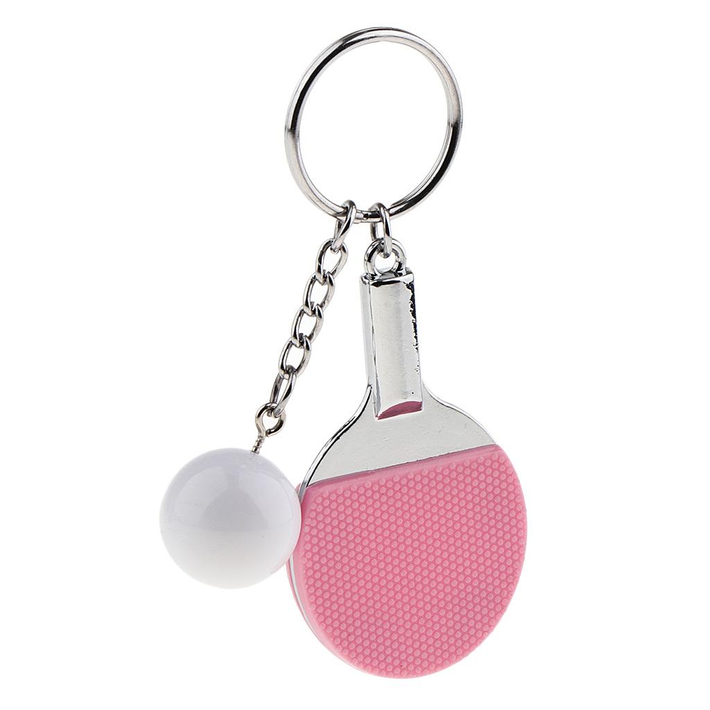 

Mini Table Tennis Racket Keychain Durable Plastic Metal Key Ring for DIY Bag Charm Supplies рожевий