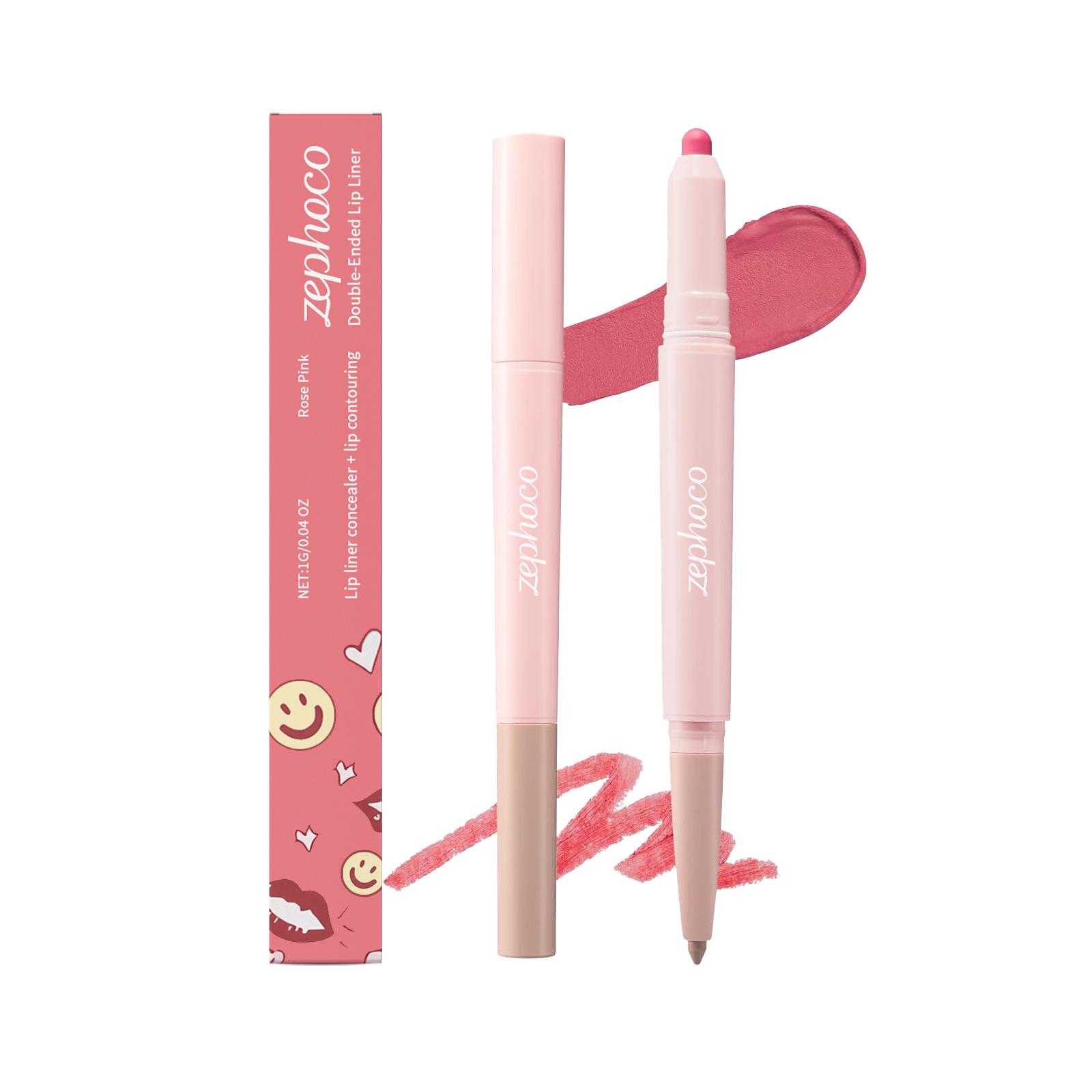 Zephoco Double-Ended Lip Liner & Concealer Stick - Rose Pink