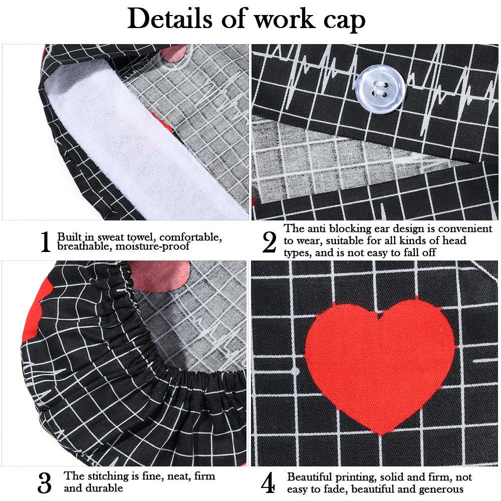 One Size Adjustable Cotton Tie Back Hats Long Hair Cap Working Hat Working Cap With Button