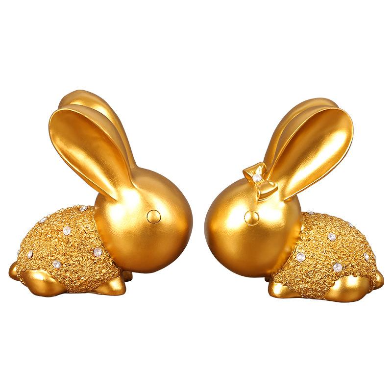 

A Pair of Big Ears Rabbit Resin Ornaments Home Creative Crafts Applicable to Tv Cabinet Decoration Birthday Wedding Gift золотий