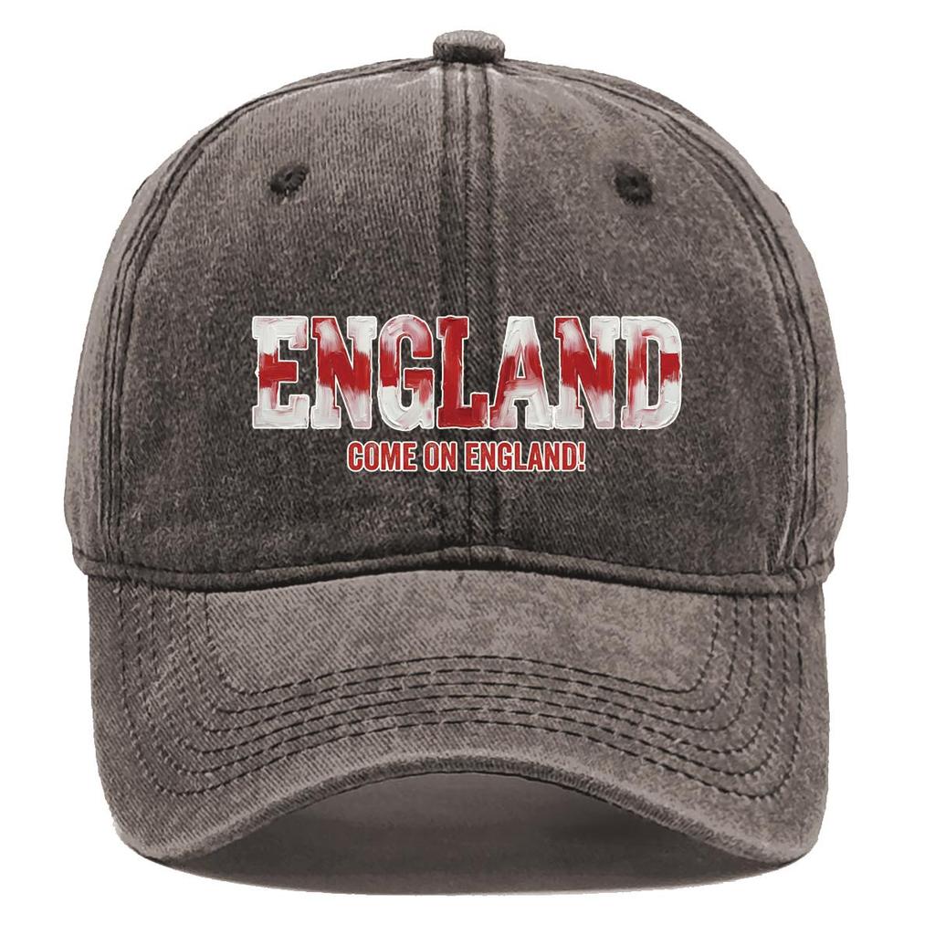 """ENGLAND""" """AUF GEHT'S ENGLAND""" Flaggenbedruckte Baseballkappe, Verstellbarer Sonnenhut, Retro, Unelastisch, Einfarbige, Gebogene Kante, Sportkappe