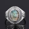 CopperRing Big Oval 8*10MM Natural Moonstone Turquoise Lapis Tiger Eye Rings for Women Gifts Fine Jewelry