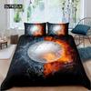 Volleyball Duvet Cover Set Microfiber Sports Ball Theme Fire and Water Blend Volleyball Twin Bedding Set Double Queen King Size