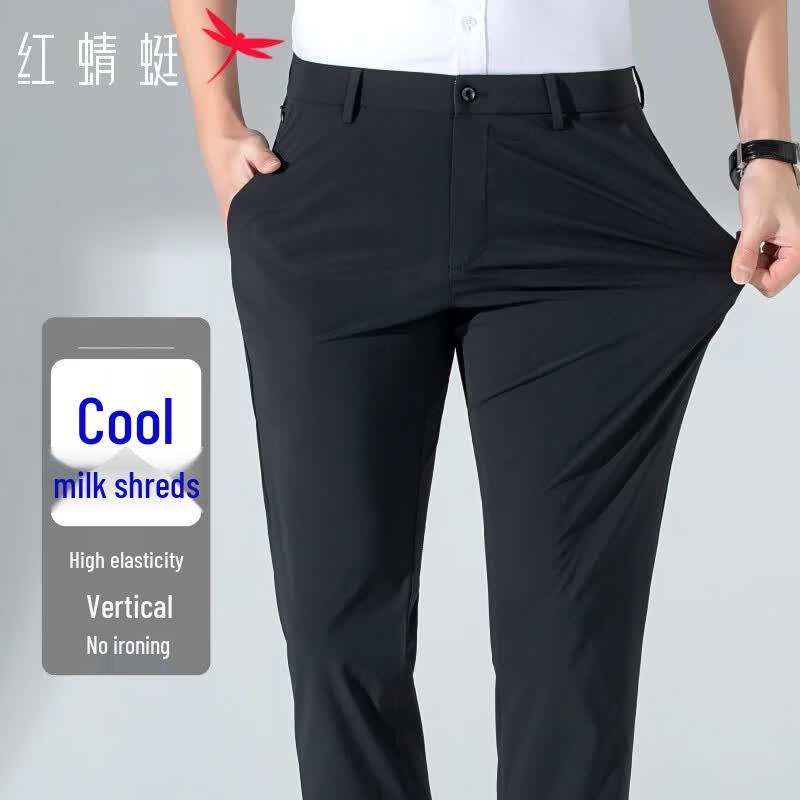 RED DRAGONFLY Men s Summer Ice Silk Straight-Leg Casual Pants 40