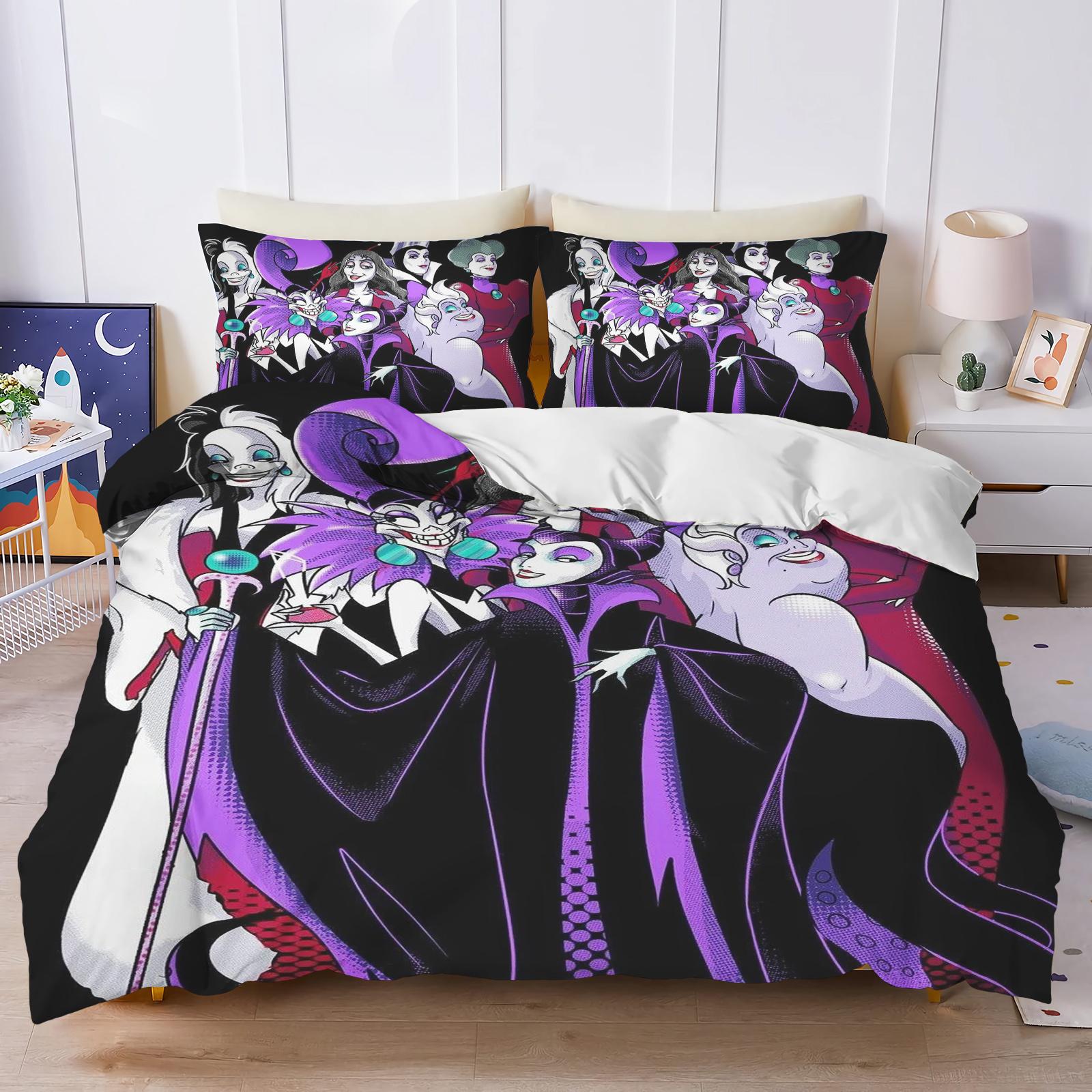 

Disney Villains Maleficent Ursula Evil Queen Bedding Set Duvet Cover Comforter Sets Double Comforte 100% Polyester 3-Piece Set AU Single(140*210cm)3pcs