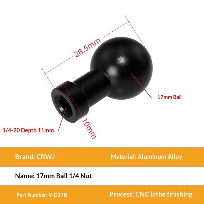 Aluminum 15Mm/17Mm/19Mm/20Mm/25Mm Ball Head Adapter To M6 1/4 Bolt For Motorcycle Phone Holder Car Bracket Camera Stand