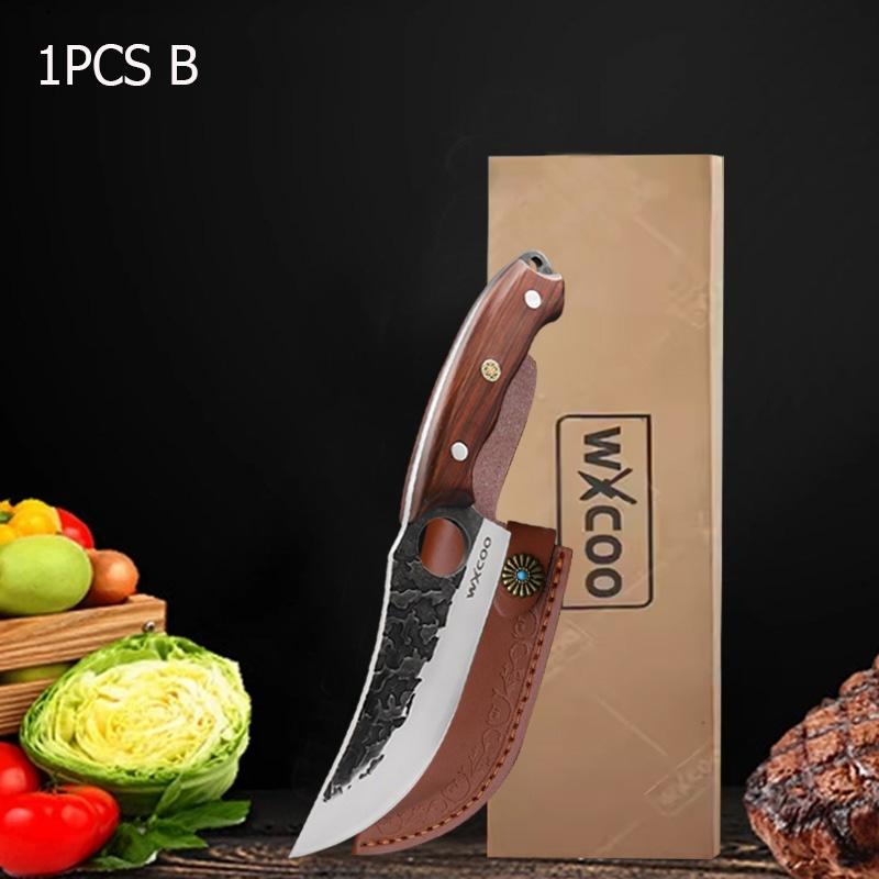 WXCOO 1~3pcs Kitchen Butcher Knife Set Hand Forged Stainless Steel Scissor Knives for Cooking Cutter Bone Chopper Chef Knife