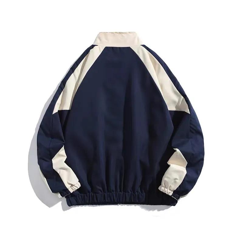 Lente Herfst Herenjas College Stijl Cardigan Color Block Hop Windjack Jassen voor Heren Dames Opstaande Kraag Bovenkleding