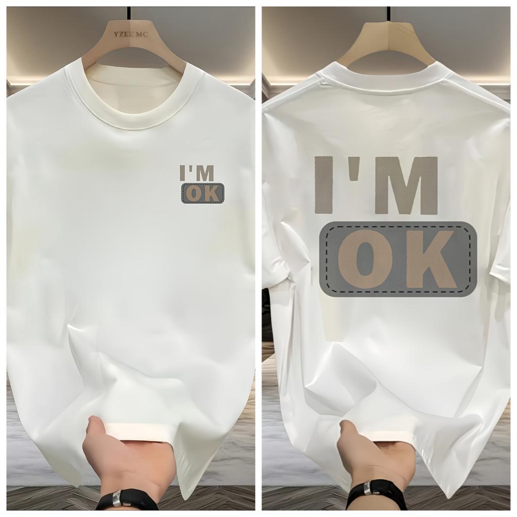 2026 New Years New Heavy Cotton Letter Printed Short Sleeved Tshirt for Mens Summer Loose and Versatile Rascal Top
