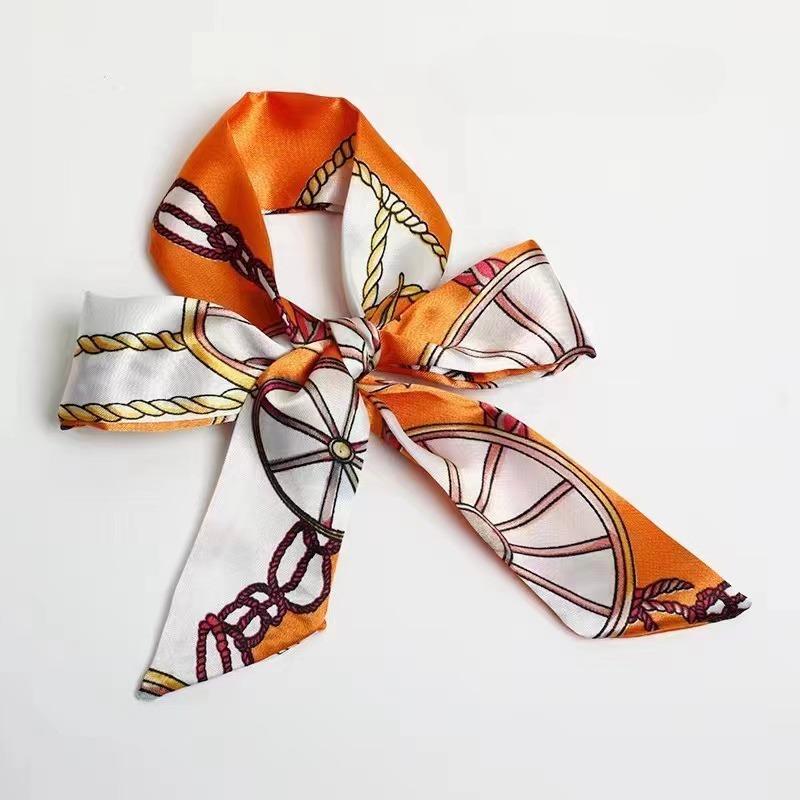 New Print Flower Small Scarf for Women Handle Bag Ribbons Brand Fashion Head Scarf Small Long Skinny Scarves Wholesale Headbands