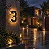 Weather Resistant House Sign Solar LED Number for Outside, 4.7" 6.7" Light Up Number, Modern Waterproof Address Outdoor Home Identification Plate Auto