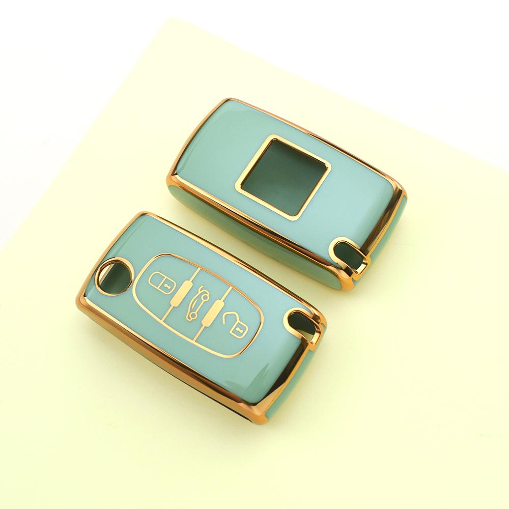2/3 Buttons Fashion Gold Edge TPU Car Remote Key Case Cover Shell Fob Holder For Peugeot 607 3008 5008 107 207 307 308 407 For Citroen Xsara C5 C6 C8