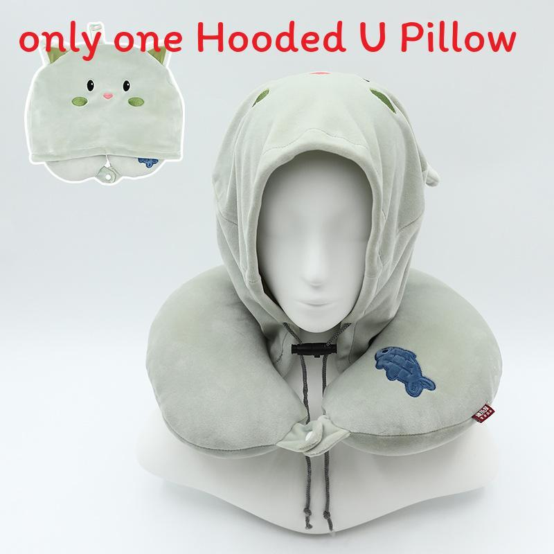 Cartoon Memory Foam U Shape Pillow With Hood For Adults