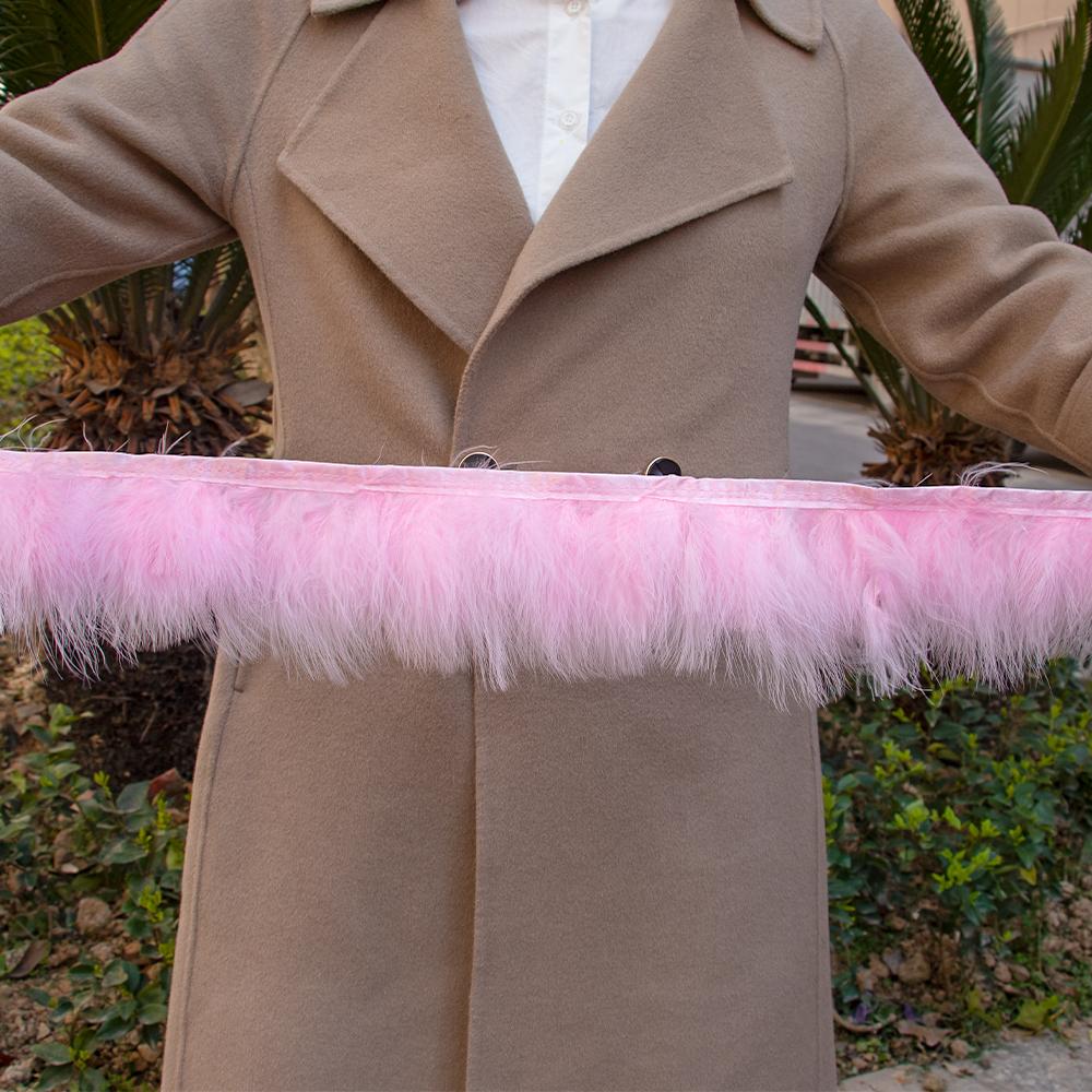 1Meters Furry Turkey Feathers Trim Ribbon White Natural Plumes For Traditional Holiday Dress Sewing Plumas Accessories