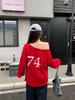 2025 Spring/Autumn Women's Off-Shoulder Oversize Sweatshirt, Reversible Design, Loose Fit, Slanted Shoulder Lazy Style Top