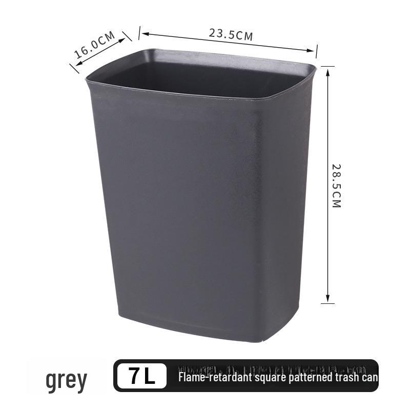 Thickened Square Plastic Wastebasket for Hotel Rooms, Bathrooms, and Restaurants