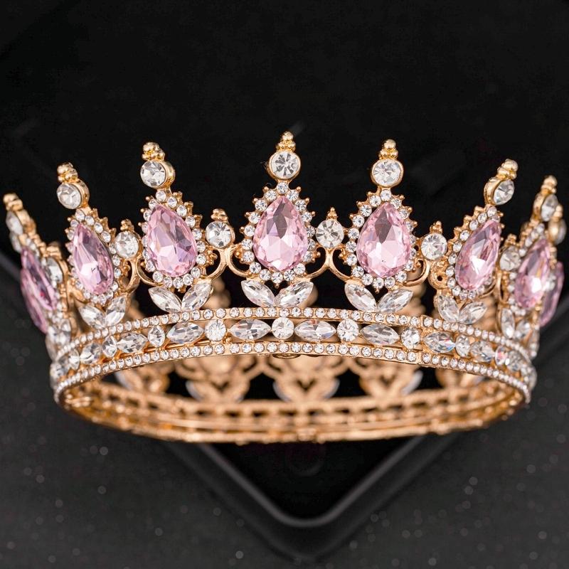 Diademi e Corone di Cristallo Rosa Diadema Corona Strass per Ballo di Fine Anno per Donne Accessori Capelli Sposa Matrimonio Gioielli Corona Tiara Regalo