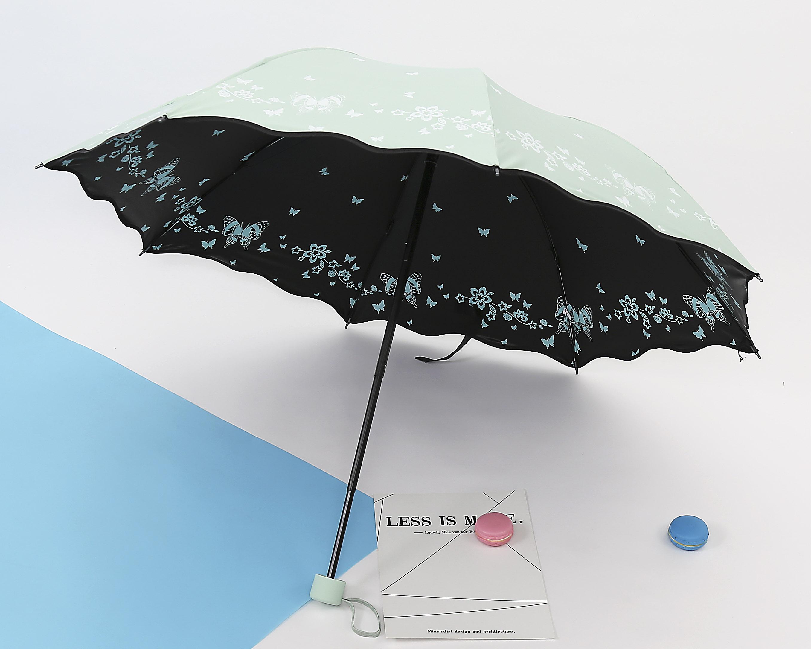 

Stylish Butterfly Print Foldable Umbrella, Inside And Outside Design, Ladies Rain And Sun Protection, Perfect Gift светло-зеленый