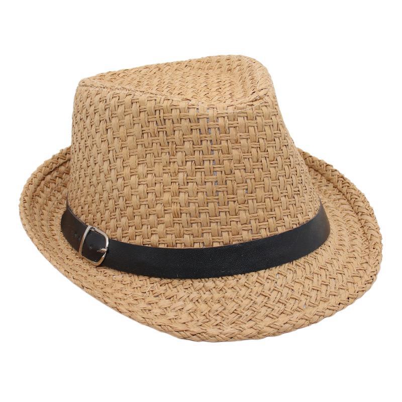 Spring And Summer Vacation Straw Hat Short Brim Visor Jazz Hat Men'S And Women'S Belt Buckle Beach Hat Hand-Woven Cool Hat