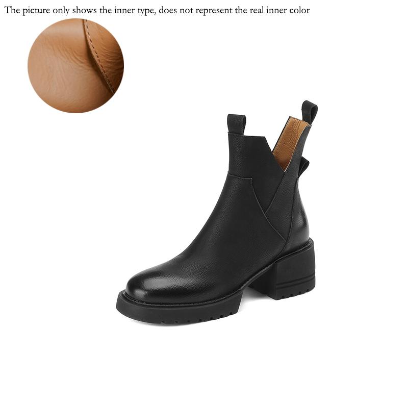 Fashion 2024 New Winter Women Shoes Platform Boots Fashion Women Boots Round Toe Chunky Heel Boots Women Solid Women Shoes Leather Shoes