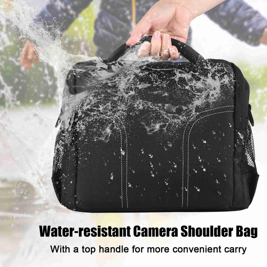 Camera Bag Water Resistant Shockproof Photography DSLR Camera Shoulder Bag with Shoulder Strap Black