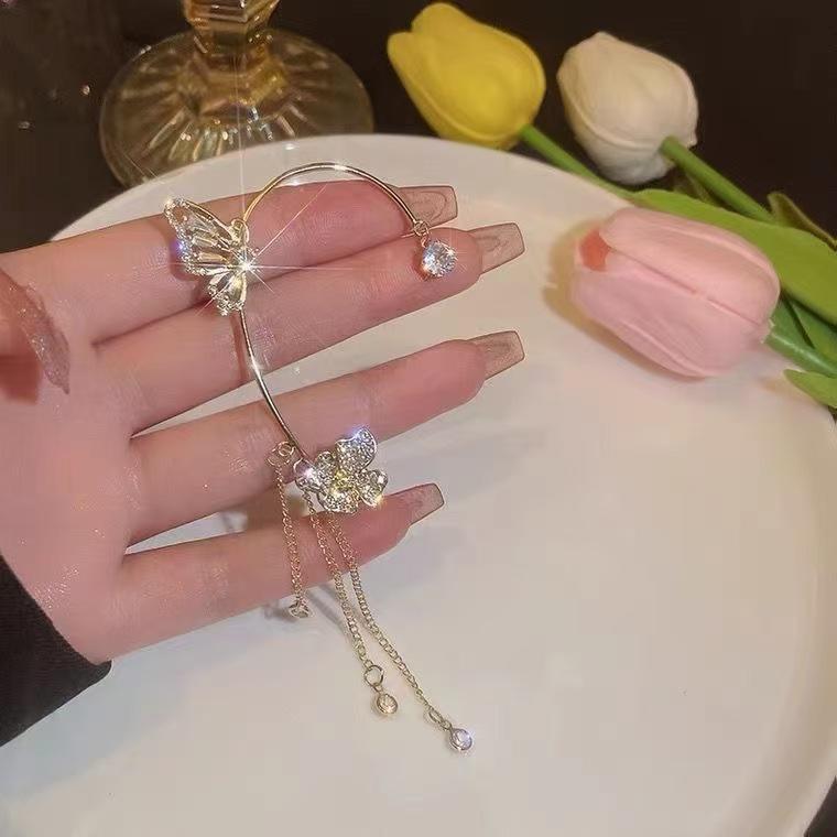Butterfly Tassel Ear Cuff: Elegant Fairy-Style Luxury Cartilage Clip Earring