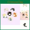 Unique Animal Couple Pin Charming Cartoon Tai Chi Fish Black And White Fox Brooch Set