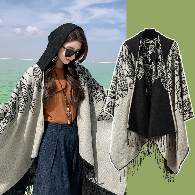 Desert Travel Scarf Shawl Seaside Sun Protection Photo Hooded Cape Female Big Northwest Cape