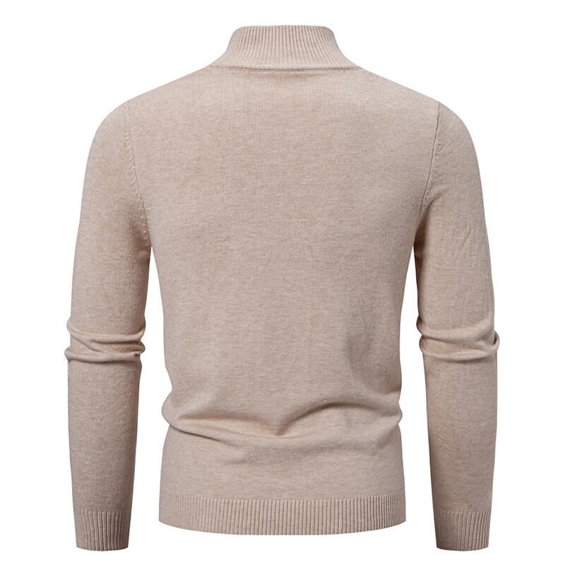 New Spring Autumn Men's Simple Knit Sweater Stand Collar Zipper Cardigan Jacket