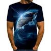 Modisches Herren T-Shirt 3D-Druck Die Erde Grafik Kurzarm-Tees Herren Damen Rundhals Lässig Sommer