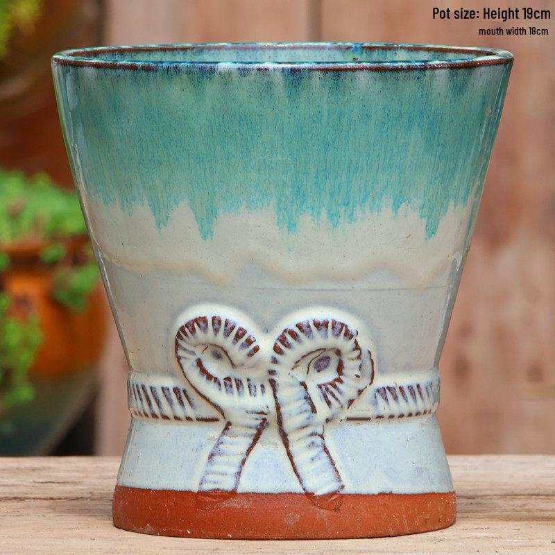 Personalized Large Ceramic Succulent Flower Pot with Wide Caliber - Free Shipping