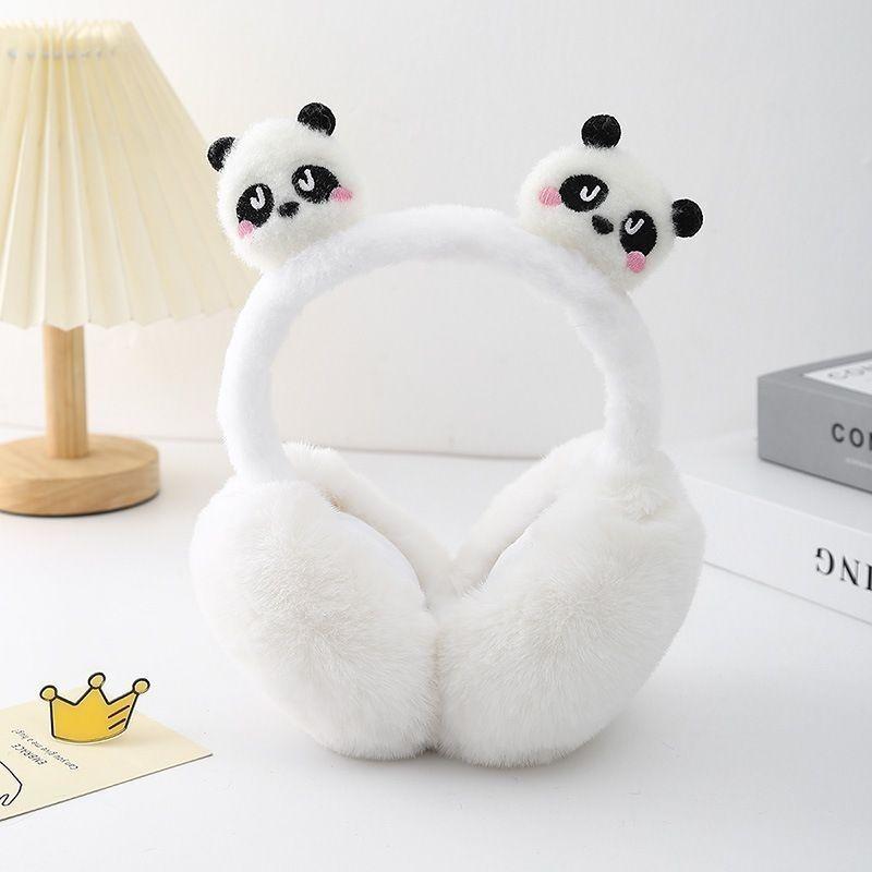 Cute Panda Folding Ear Cups for Children,Princesses  Plush Ear Cups for Girls Winter, and Warm Ear Cups for Students Cycling