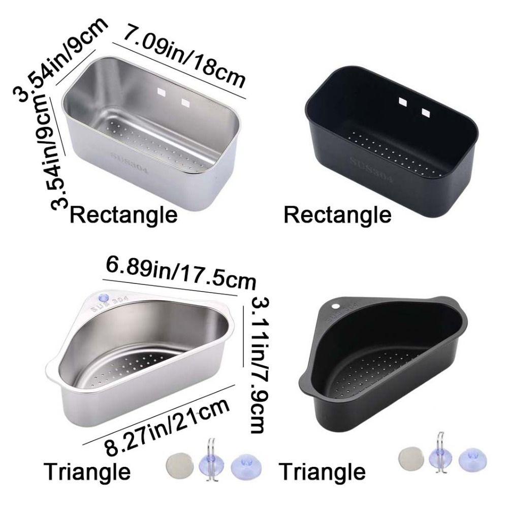 Rust-Resistant Sink Drain Basket Stainless Steel Triangular Drain Shelf  for Home