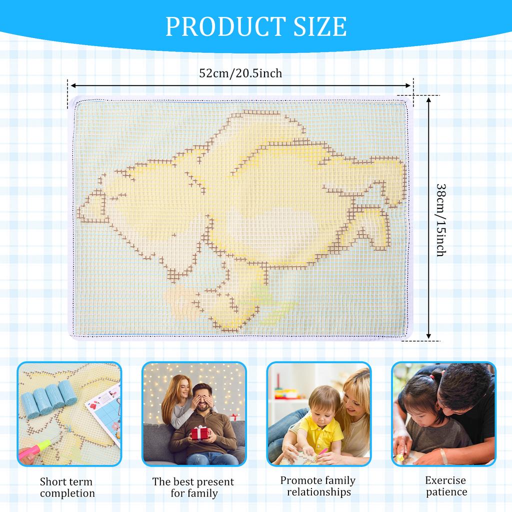 3D Latch Hook Rug Kit DIY Handcraft Rug Beginner Making Kit 3D Bear/Owl Shaped Pattern Segment Embroidery Pillow Sofa Cushions