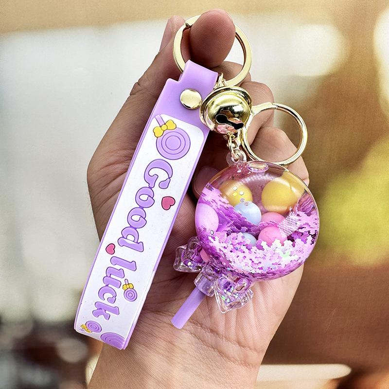 Liquid Quicksand Bottle, Lollipop, Cute Colored Beans, Keychain, Women'S Exquisite Schoolbag Pendant, Children'S Women'S Pendant, Small Gift.