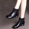 Women's Soft Leather Ankle Boots - Autumn/Winter Low Heel Round Toe Fashionable Warm Shoes for Ladies