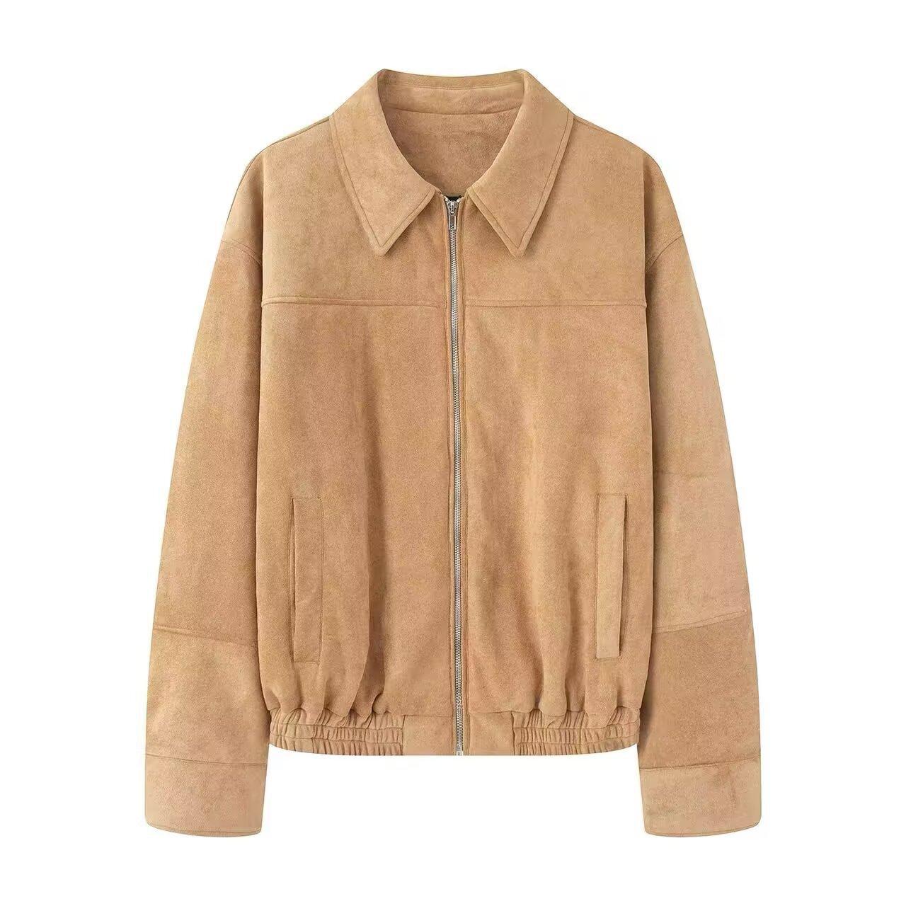 

Женская однотонная куртка с длинным рукавом на молнии, повседневный топ-куртка XS хаки