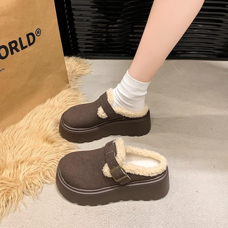 Snow Boots Cotton Shoes 22 New Warm Autumn and Winter Piled Thickened Heightening Cotton Shoes Winter Half Drag