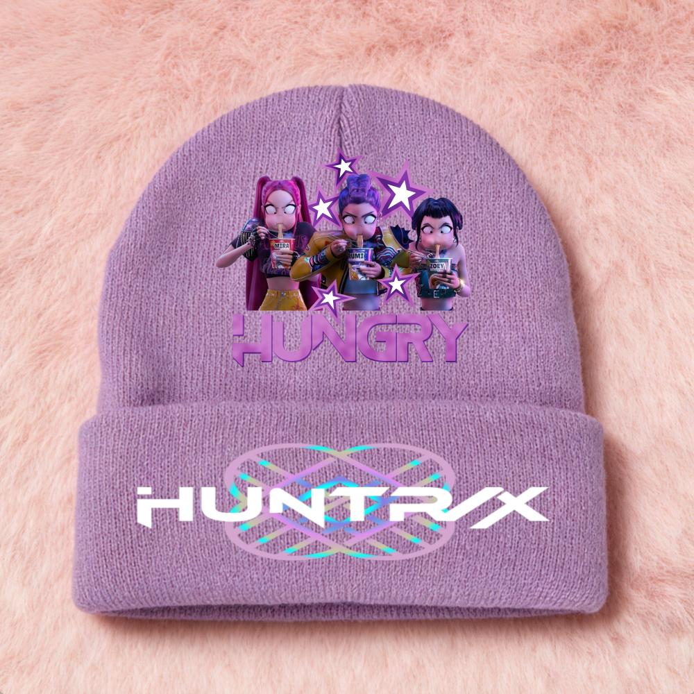 Latest KPop Demon Girls Knitted Hats Kpop Hunter Cartoon Children Headgear Cotton Cold Season Adorable Hat Anime Children Navidad Birth Date Gifts
