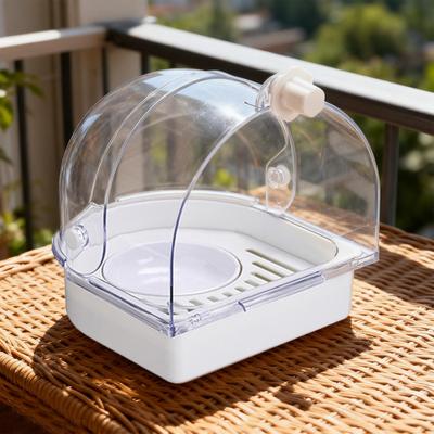 Wellensittich Vogelbad Futterspender Nistkasten Duschbox Spritzwassergeschützt Transparent Papageienbad Für Käfig Für Innenfenster Nymphensittich Konur Kanarienvogel