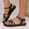 Large Diamond Flat Sandals for Women 2026 New Elastic Band Roman Sandals Summer Women's Shoes Comfortable Outdoor Sandals