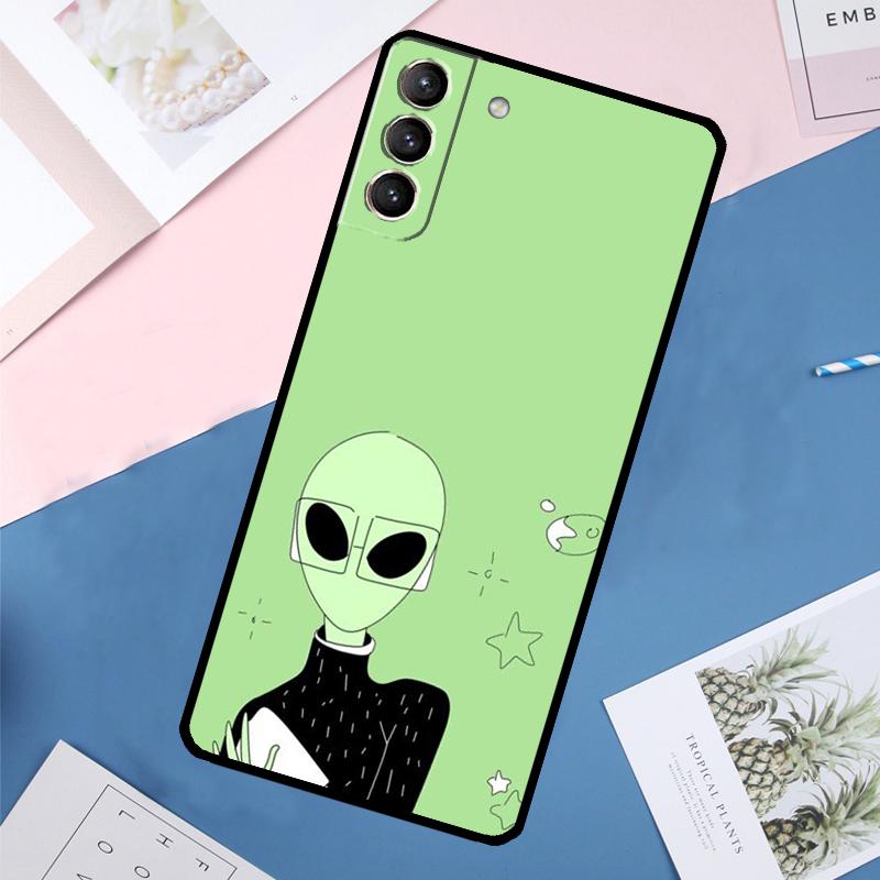 

Cartoon Alien Case For Samsung Galaxy S25 Ultra S21 S22 S23 S24 Ultra S9 S10 Plus S20 FE S25 FE Back Cover Galaxy S24Ultra