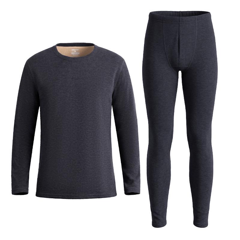 Men's & Women's Warm Velvet Underwear Set - Autumn/Winter, Cationic Brushed, Camel Hair