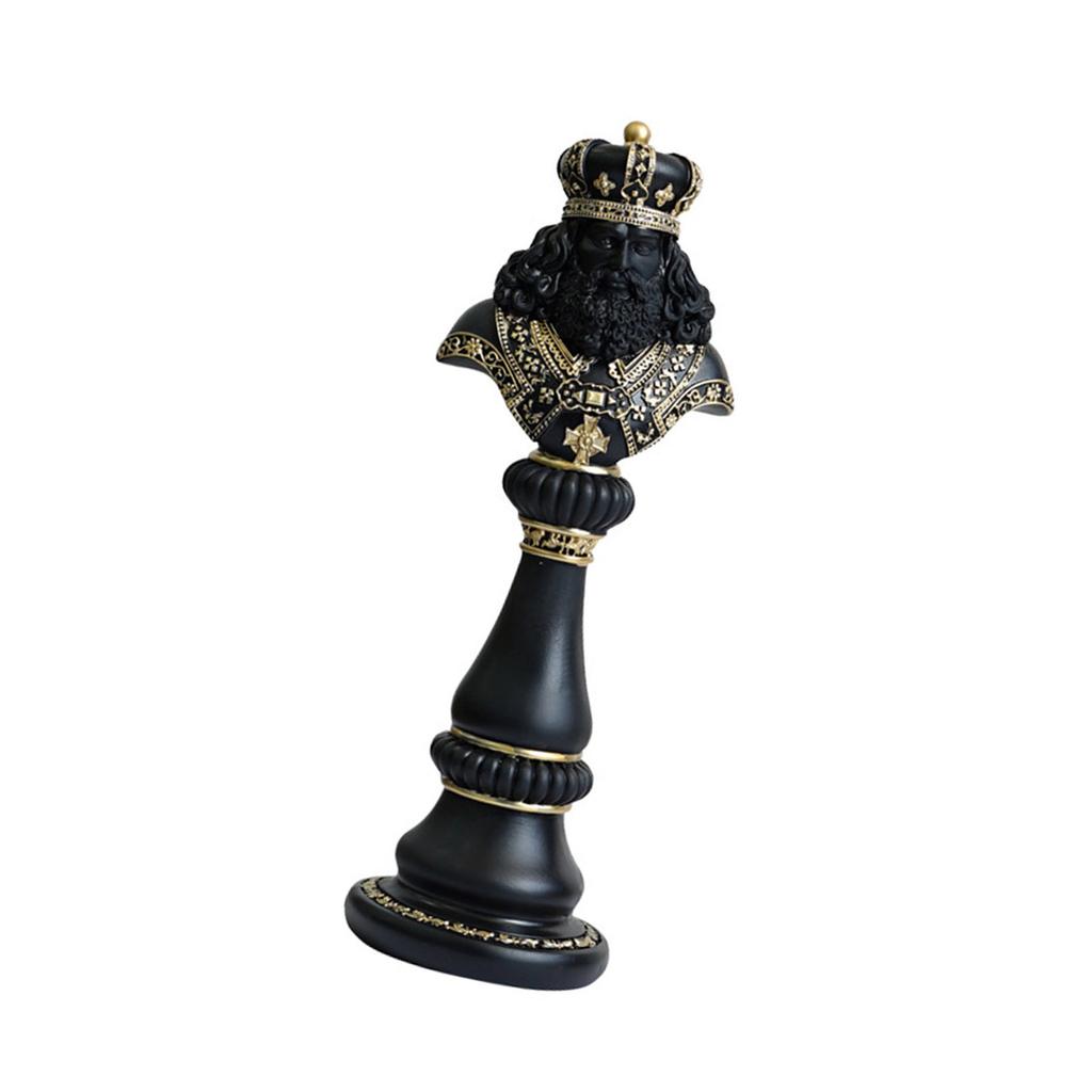 Elegant Schackstaty Drottning/Kung/Häst Dekorativ Resin Skulptur i Svart/Vitt för Hemkontor och Studierumsdekoration