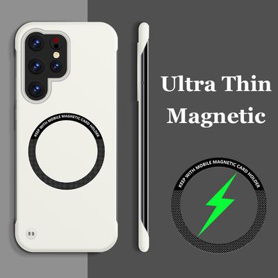 Ultradunne Magnetische Frameloze Case Voor Samsung S25 S24 Ultra S23 Plus S22 S21 FE S20 Draadloos Opladen Schokbestendig Hard PC Cover