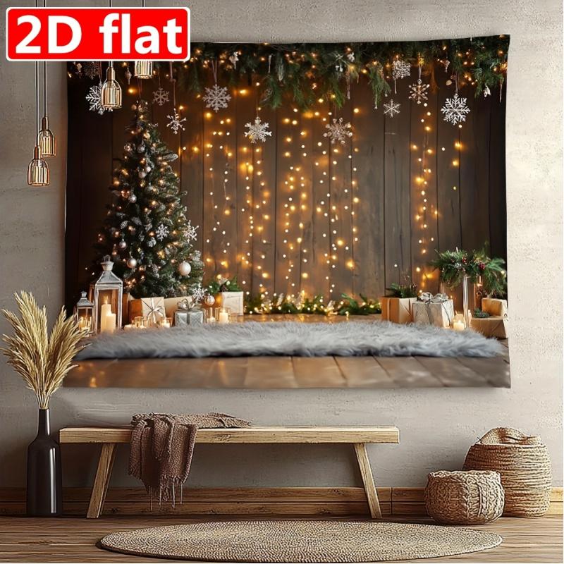 1pc, 2D Flat, Christmas Background Pattern Backdrop - Polyester Fiber Photography Backdrop, for Holiday Parties, Photo Booths, W