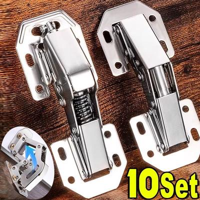 2/10 Piezas Bisagras de Acero para Gabinetes de 90 Grados Sin Taladro Bisagra con Amortiguación Bisagras para Gabinetes de Cocina Armarios Herramientas de Ferretería para Muebles DIY