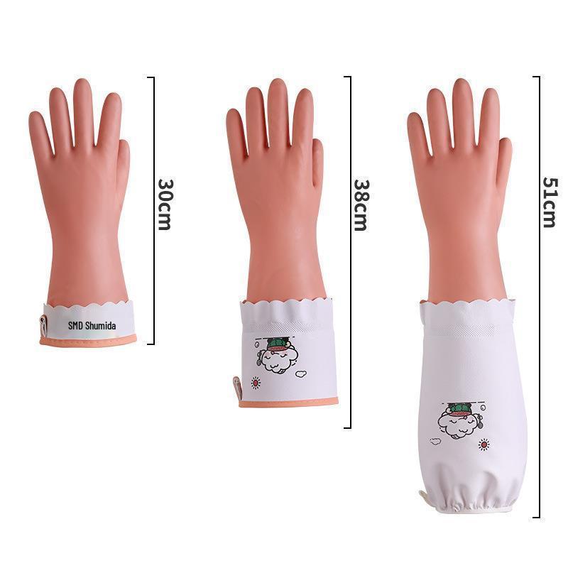 Winter Waterproof Rubber Dishwashing Gloves with Velvet Lining for Durable Household Use - Unisex Thickened Design for Kitchen and Laundry Tasks.