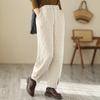 Women's Solid Color High-waisted Cotton Pants Over Winter Cotton Padded With Thick Cotton Linen Casual Closed Pants Plus Size Loose Bloomers